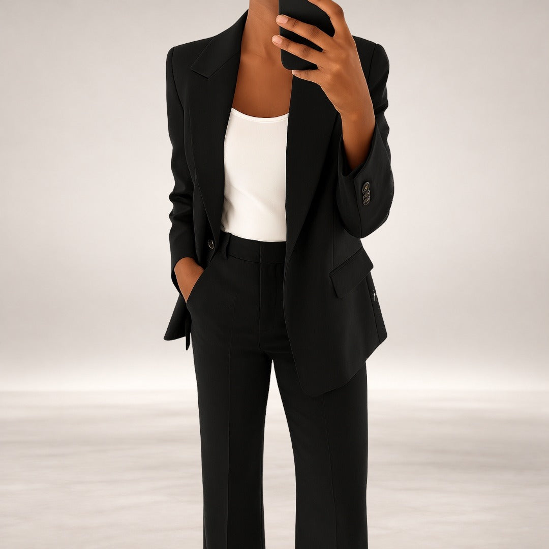 Melynda Stylish Two-Part Suit Set in Black