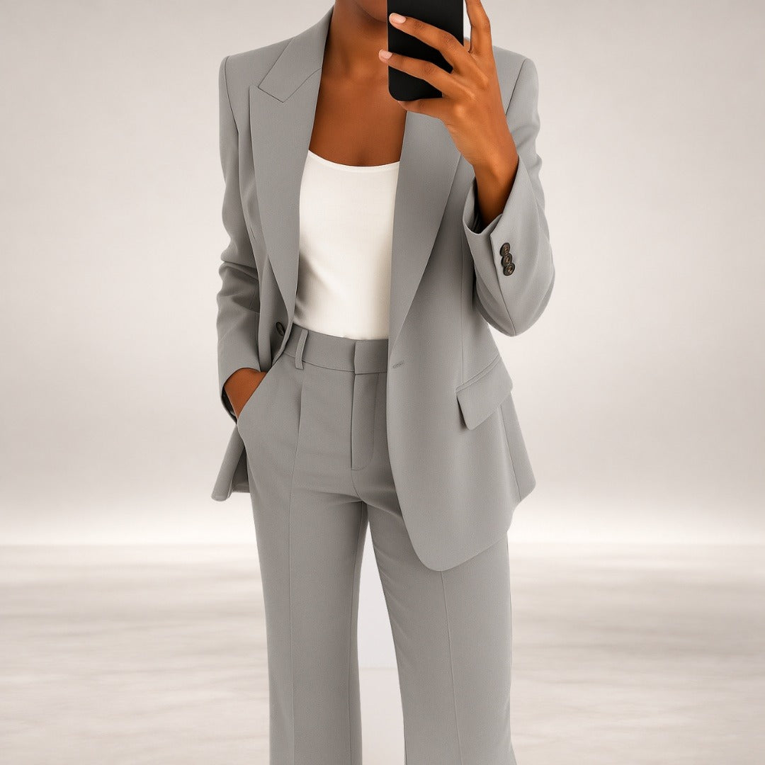 Melynda Stylish Two-Part Suit Set in Gray