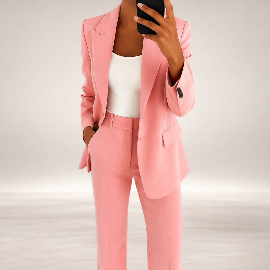 Melynda Stylish Two-Part Suit Set in Pink