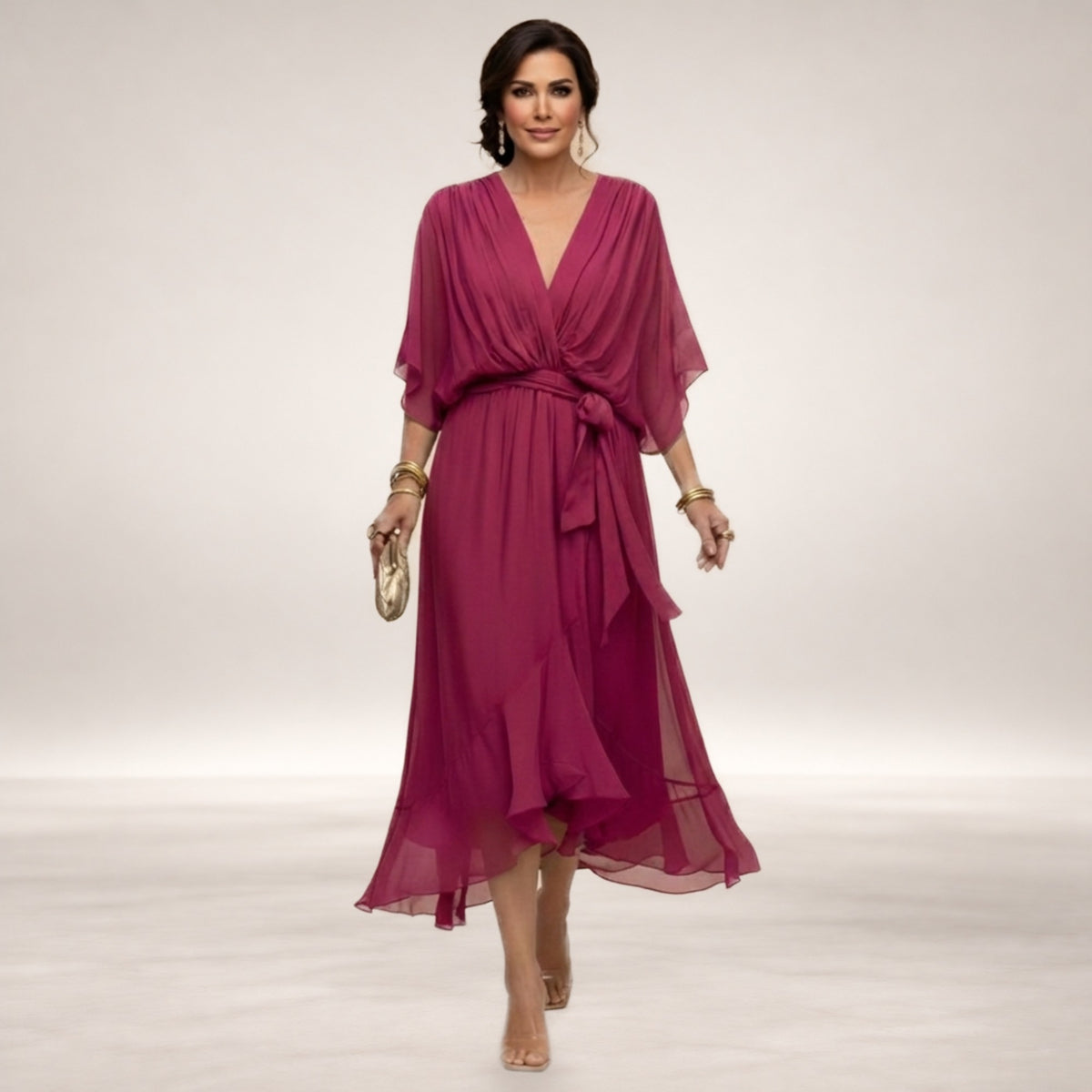 Monica – V-Neck Dress in Purple