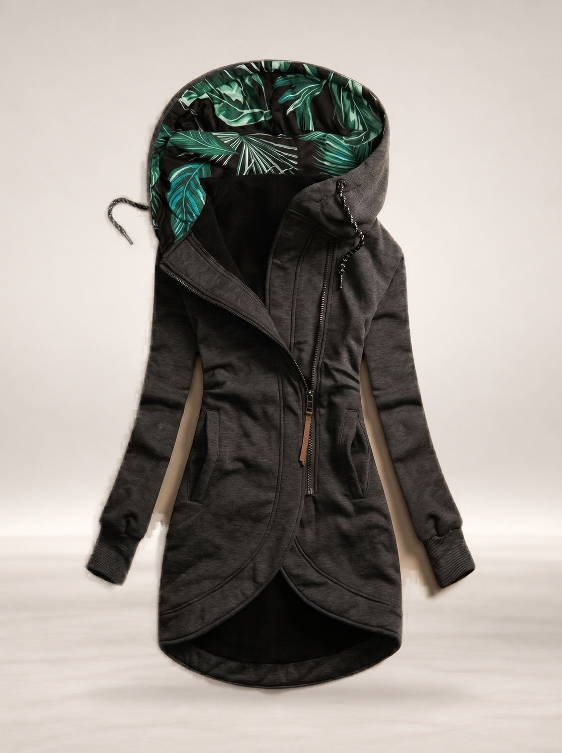 Olivia | Women's Comfy Zip-Up Hooded Jacket Tropical-Lined in Grey