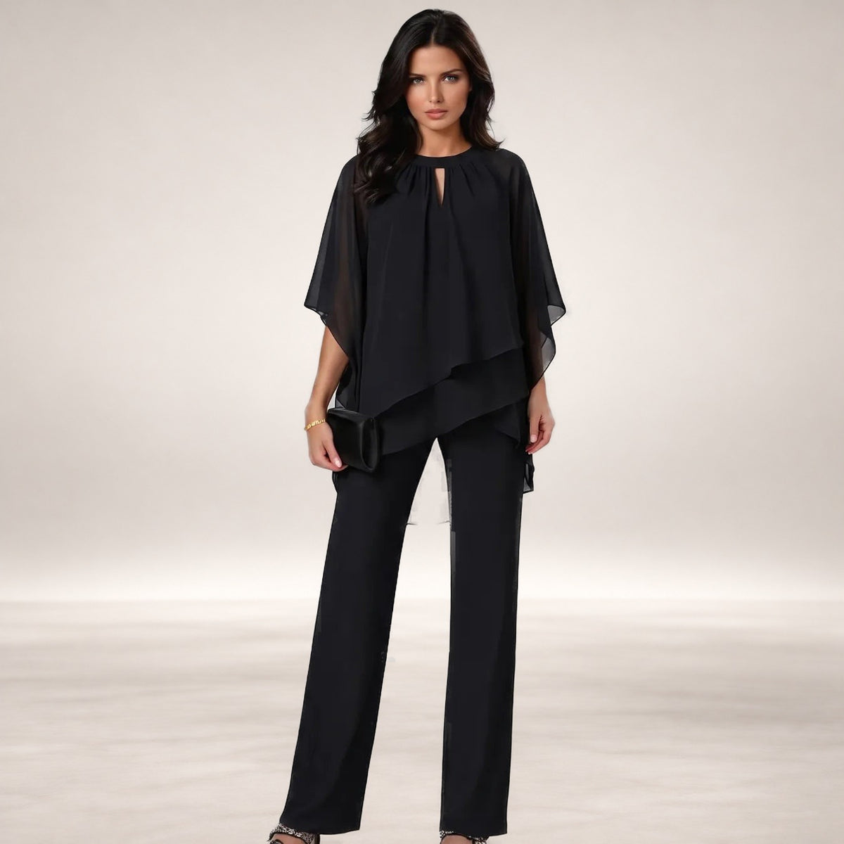 Shianne Two-Piece Layered Set in Black