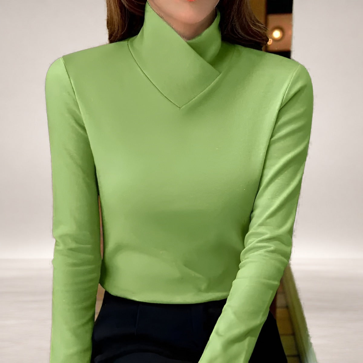 Stacie – Elegant Turtleneck Sweater in Green