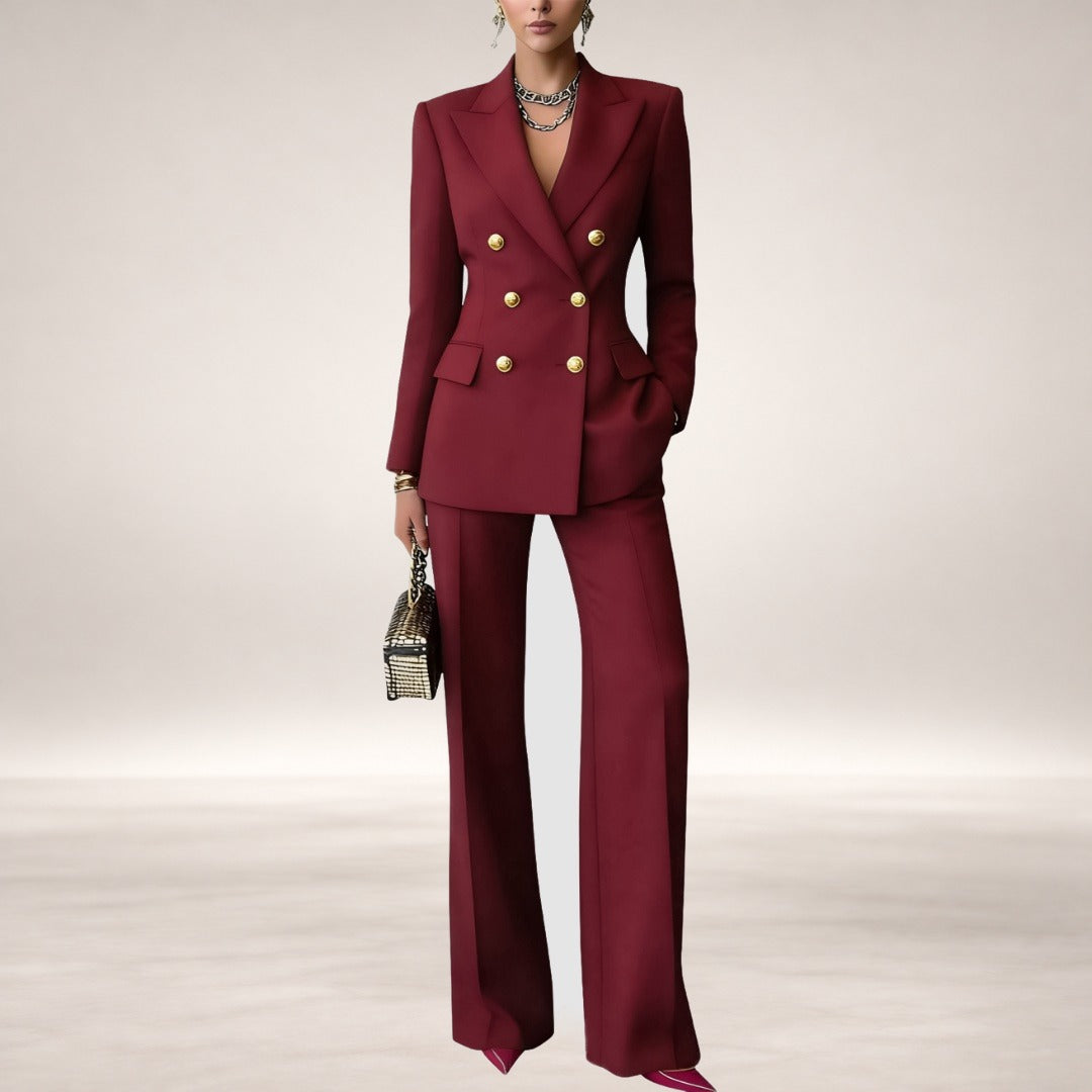 Ysabel Elegant Tailored Set in Red